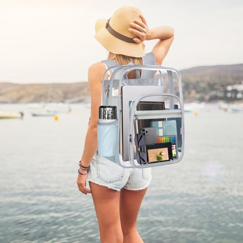 SDFGHG Clear Backpack,Sturdy Shape Heavy Duty Large Clear Backpack,Casual Daypacks(Grey) — view 5