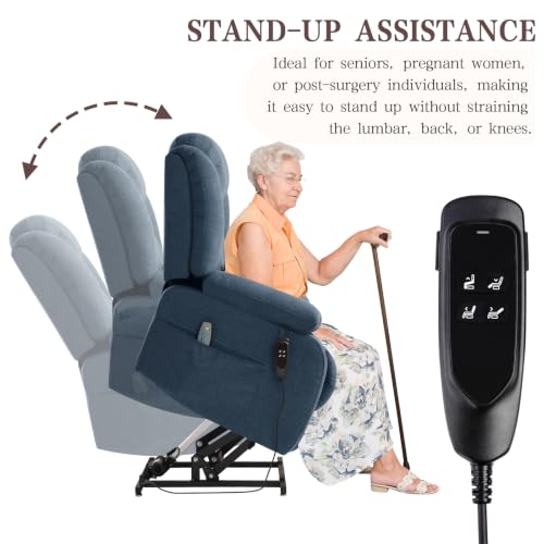 Image of Infinite Position Lay Flat Power Lift Recliner Chair for Elderly, Blue