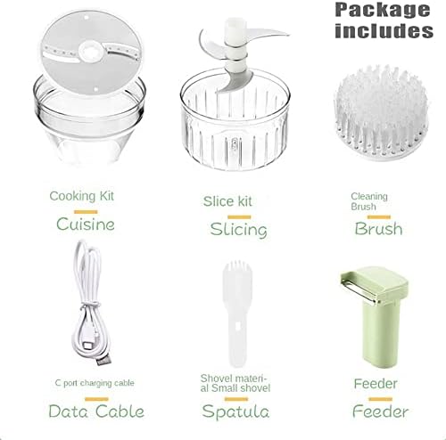 Electric Mini Chopper Food Processor Vegetable Chopper 4 in 1 Handheld Electric Vegetable Chopper Cutter Set USB Rechargeable Wireless Garlic Crusher forGarlic Pepper Onion Celery Ginger Meat(green)