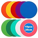 MIVIDE 10stk. Markierungsscheiben 25cm, 10 Farben Markierscheiben Sport, Flacher Floormarker Makierungsscheiben Bunt Set für Training, Fußball, Sportplätze