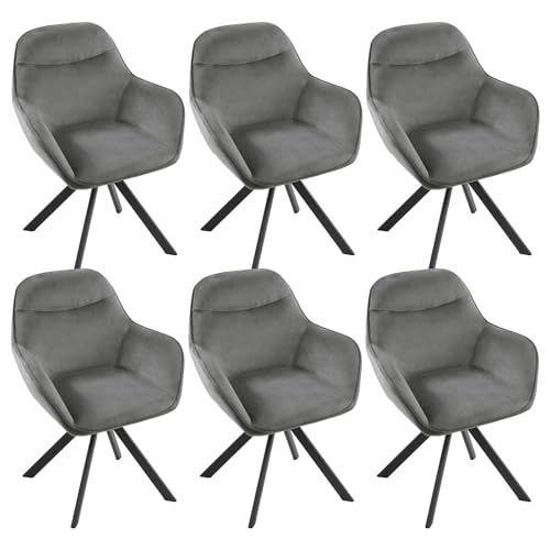 Goeurvant Juego De 6 Sillas De Comedor Giratorias Con Reposabrazos, Sillas Giratorias, De Terciopelo, Con Patas De Metal Y Respaldo Para Salón Comedor Goeurvant Juego De 6 Sillas De Comedor Giratorias Con Reposabrazos, Sillas Giratorias, De Terciopelo, Con Patas De Metal Y Respaldo Para Salón Comedor