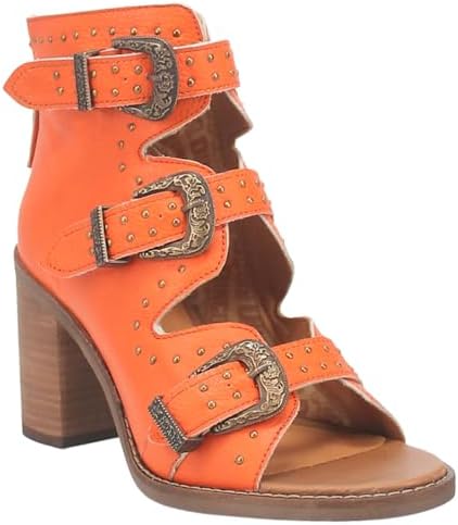 Dingo Womens Ziggy Studded Open Toe Shootie Pumps Dress Casual Casual High Heel 3" & Up - Orange - Size 7.5 M | Image 1