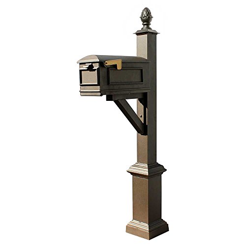 Qualarc Wpd-Sb1-S3-Lmc-Bz Westhaven Cast Aluminum Post Mount System With Lewiston Mailbox, Square Base And Pineapple Finial, Ships In 2 Boxes, Bronze #TOP7