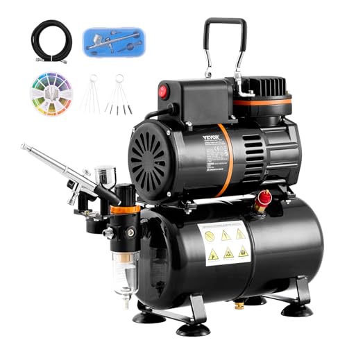 VEVOR Airbrush-set, dual-fan-luchttank-compressorsysteemset met 3,5 l luchtopslagtank, airbrush-set met 0,3 mm tip airbrush, houder, kleurenmengwiel, reinigingsborstelset, Art Nail Cookie