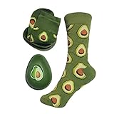 Avocado Socks | Includes an Avocado Container | It has a nice Avocados Pattern | Prety Comfortable - Cotton Made | Perfect for Avocado Lovers, Green, 7-9