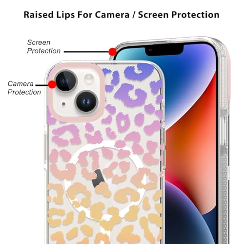 Coque iPhone 14 antichoc MagSafe léopard coloré SAKUULO protection écran