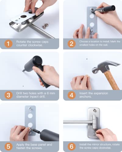 Benbilry 9" Wall Mounted Makeup Mirror, 1X/10X Magnifying Double Sided 360° Swivel Extendable Bathroom Mirror, Large Size Magnified Shaving Mirror With Folding Arm Nickel Finish #TOP6