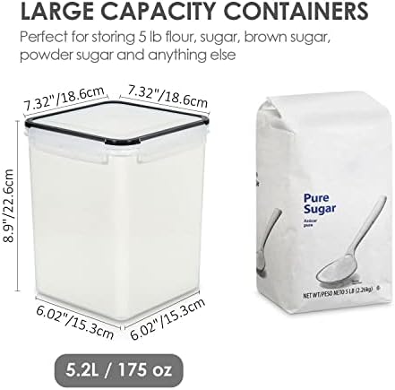 Vtopmart Large Pantry Food Storage Containers, 4 Pcs 5.2L/176oz, Black - 1