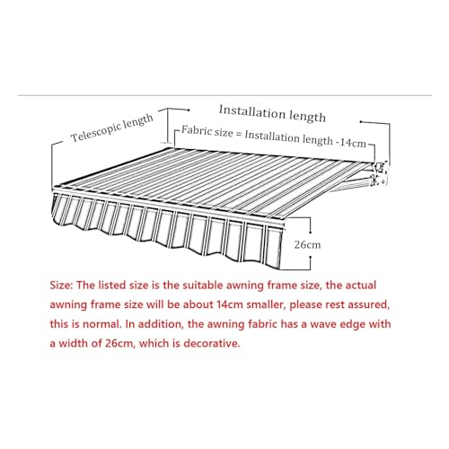 Commercial Patio Awning Top Replacement Fabric| 100% Polyester Sunshade Shelter with UV & Water-Resistant Fabric for Deck, Balcony, Yard, Coffee,Customizable(Gray White Stripes,22.9x6.5ft)