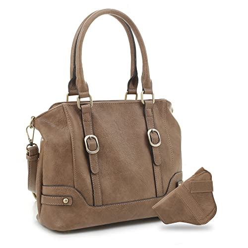 JESSIE & JAMES Elena Concealed Carry Satchel Purse Top Handle Shoulder Tote Bags For Women with Lock and Key Mauve