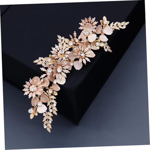 Horquilla de boda elegante y pinza lateral de flores doradas retro 4