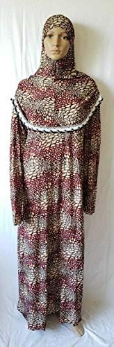 Red Black Brown One Piece Muslim Women Prayer Dress Isdal Outfit Cover Clothing 4-592