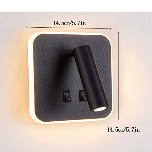 Image of Wall Wash Light Black Bed LED with Interior Wall Adjustable Spotlight Reading lamp aluminio Wall lamp for Hallway Bedroom Stairs Hotels Indoor Bedside Lamp 3000K (3W + 10W)