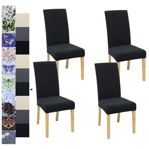 Dining Chair Covers, Jacquard Stretch Kitchen Chair Covers, Dining Room Chair Cover Set of 6, Detachable Washable Chair Covers, Chair Slipcovers, for Home, Restaurant, Banquet