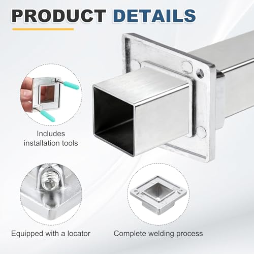 Soportes de poste de cubierta de acero inoxidable con base cuadrada de 2 mm resistente y duradera 4