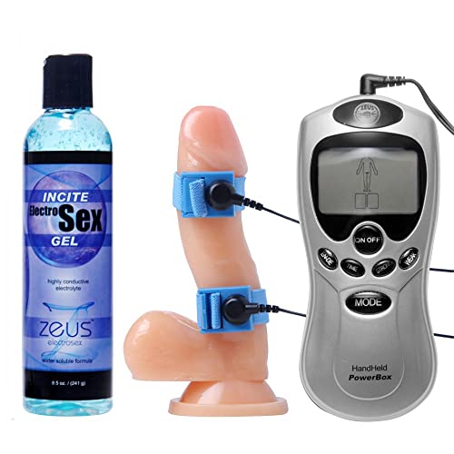 Zeus Electrosex Electrosex Essentials 3 Piece Kit for Him Electrostimulation Kit with Conductive Gel Elastic Bands & Pads Adjustable Intensity E-Stim Accessories Set