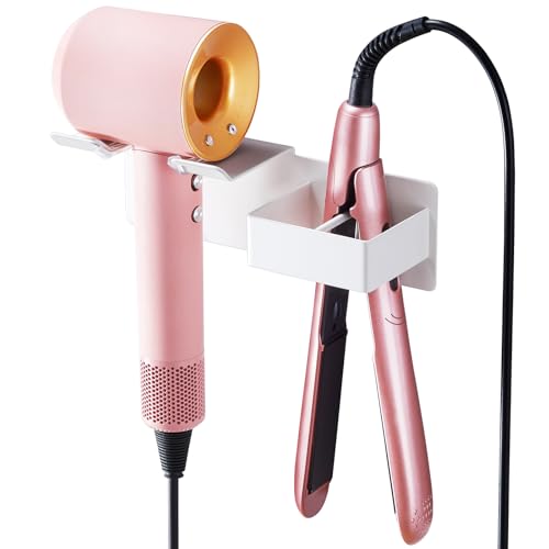 LOXSUN Porta Asciugacapelli, Porta Phon da Muro, Supporto Asciugacapelli da Parete, Adesivo Portaphon da Parete, Porta Phon Bagno da Muro, in Acciaio Inossidabile(bianco)