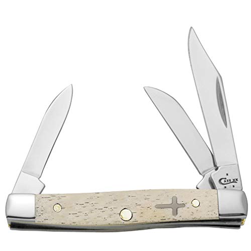 Case Xx Wr Pocket Knife Smooth Natural Bone Small Stockman W/Cross Shield Item #22592 - (6333 Ss) - Length Closed: 2 5/8 Inches #TOP11