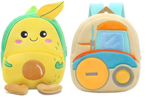 Image of blue tree Cute Boy's and Girl's Plush Bag Medium Quality Full Embroidery Designs Mini Travel Backpack Mango (Mango-Forklift Truck)