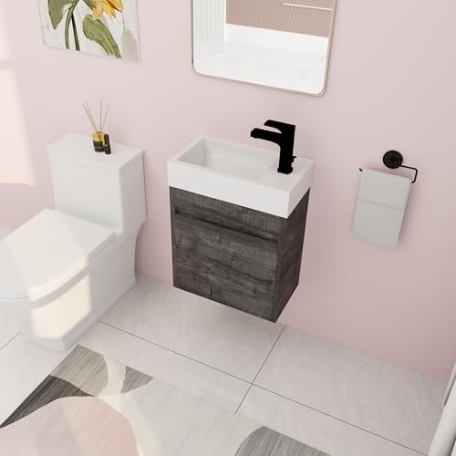 Mocoastn 18" Bathroom Vanity with Sink, 18 Inch Floating Vanity,