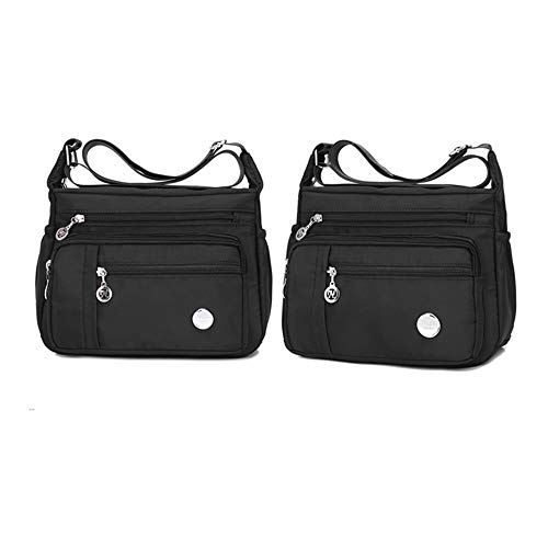 KEEPOP Crossbody Bag for Women Multi Pocket Waterproof Lightweight Nylon Purse Shoulder Bag Black S - Image 2