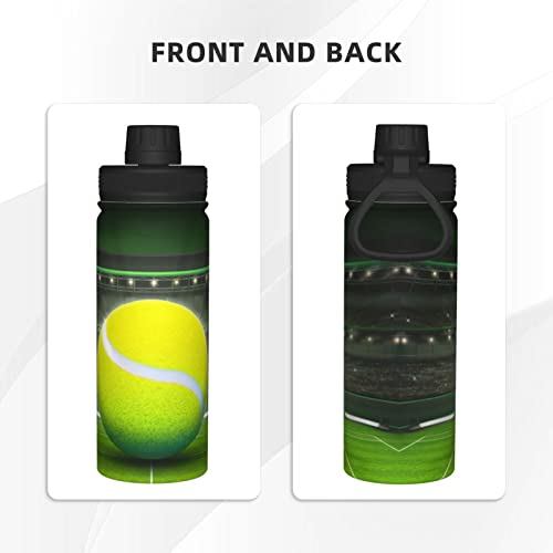 Water Bottle Tennis-Baseball-Sport 18 Oz Stainless Steel Vacuum Insulated Wide Flask With Leakproof Spout Lid #TOP2