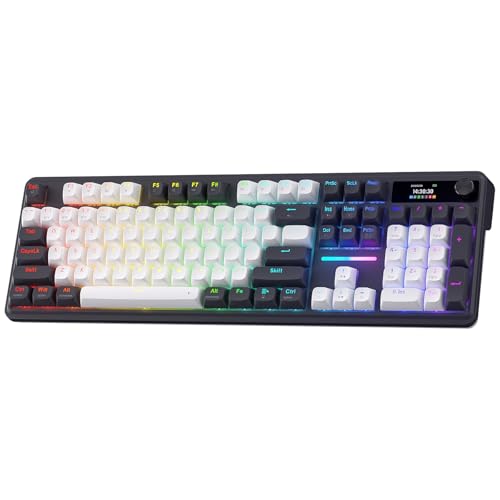 K762 Gasket Gaming Tastiera con schermo hype e pulsante, tastiera meccanica a 104 tasti, display TFT Info da 1,14 pollici, riduzione del rumore a 5 strati, tappi per tasti PBT rotondi - Tastiera gaming