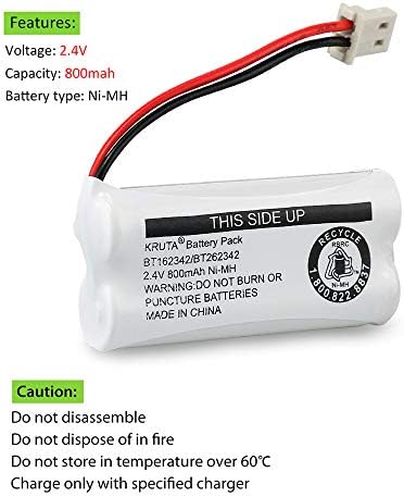 Kruta BT162342 BT262342 Cordless Phone Batteries Compatible with BT183342 BT283342 BT166342 BT266342 VTech CS6114 CS6419 CS6719 at&T EL52300 CL80111 Handset Telephone (Pack of 4)