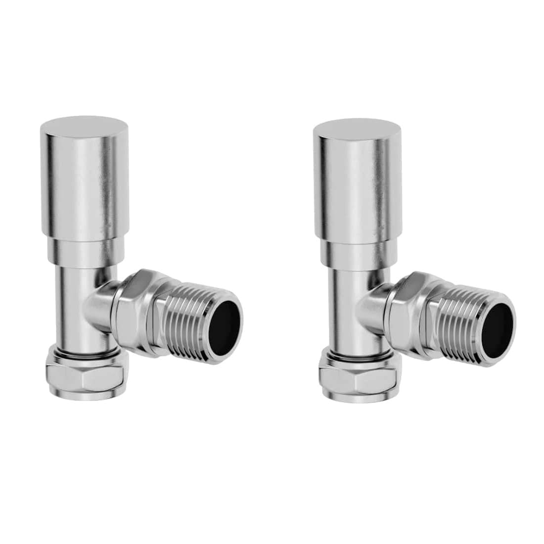 DuraTherm® Manual Angled Towel Radiator Valve Set, 15mm Central Heating Valves for Radiators (Chrome, Angled)