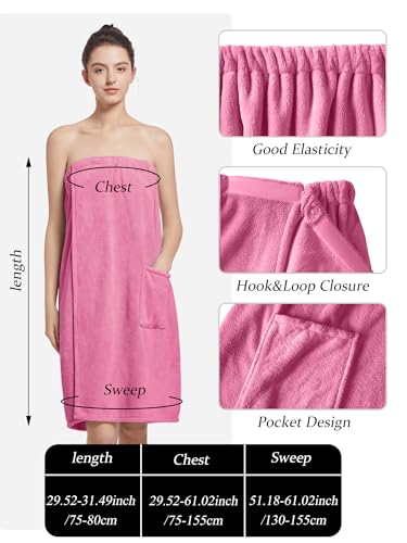 Image of Women'S Soft Wrap Towel Full Length,Bath Robe After Shower Female Plush Long,Spa Bathrobes Lightweight With Pockets