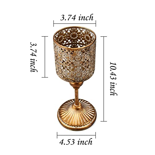 Vintage Gold Candle Holder Sunflower Hurricane Candleholder For Pillar Candle Fireplace Home Decor Gifts For Anniversary Wedding Christmas Housewarming Dining Party Farmhouse Table Centerpieces #TOP2