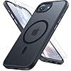 Miracase Funda para iPhone 16e y iPhone 17e para MagSafe [con 2 protectores de pantalla de 9H + ] Protección superior de grado militar a prueba de golpes con terciopelo táctil para iPhone 16e/17e 6.1 pulgadas, negro mate