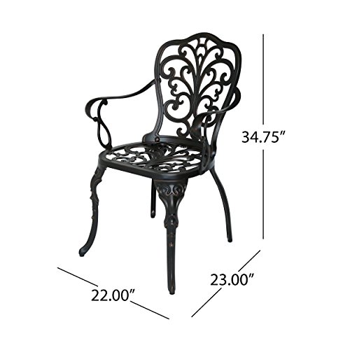 Christopher Knight Home Buddy Outdoor Cast Aluminum Dining Chair (Set of 2), Shiny Copper by Christopher Knight Home - Used condition - Image 6