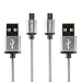 Produktbild Micro USB Ladekabel CABBRIX® Silber [2-Pack] 1,5m Lang [USB Schnellladekabel] Nylon 2,4A Sync Android Smartphones für Samsung Galaxy S7 S6 Edge S5 Neo HTC LG Sony Nexus Nokia Huawei Kindle Xbox PS4