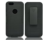 ZuZo Rubberized Ribbed Case with Kick-Stand Belt Clip Holster for iPhone 6 / 6s - Black