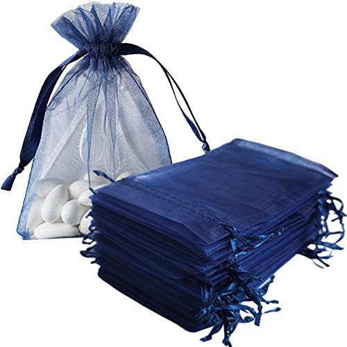 Jwsqmc 4X6 Inch Organza Gift Bags With Drawstring For Jewelry,Candy,Set Of 50 Navy Blue Sachet,Sheer Fabric Mesh Goody Pouches For Baby Shower,Birthday,Party Favors,Wedding,Bridal Shower,Mothers Day #TOP9