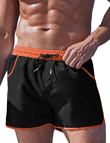 Coofandy Men's Swim Trunks Shorts Fashion Boyshorts Swimwear Square Leg Pocket Z - Black #TOP2