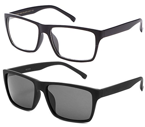 Newbee Fashion -High Quality Classic Unisex Squared Fashion Clear Lens Eye Glasses & Sunglasses