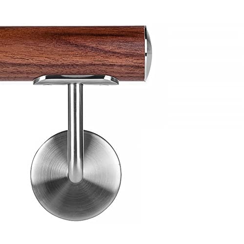 Nussbaum Holzhandlauf Ø 42,4 mm Wandhandlauf 160 cm 2 Halter leicht gewölbt
