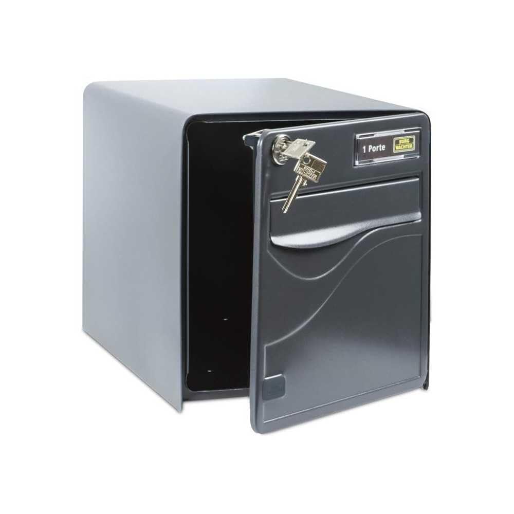 BURG-WÄCHTER Boîte aux Lettres Agréée La Poste, 1 Porte, 525 ANT BALtic, Anthracite, en Acier Galvanisé, Avec Porte à Ouverture Totale et Stop-Courrier (Porte bloquée à 120°)