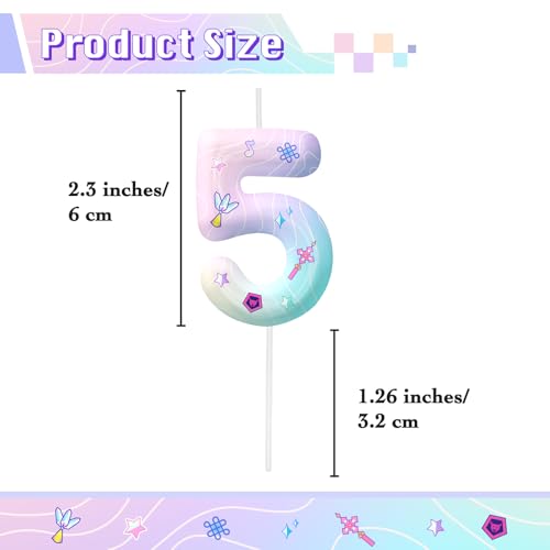 Image of Pink Number 5 Birthday Candles, Cartoon Themed Cake Toppers for Boys Girls Cake Decorations, Birthday Decorations Party Supplies, Number Candles for Party Decor