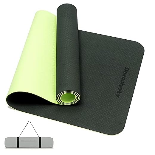 Devonlosky Yoga Mat, Non-slip Eco Friendly Exercise Yoga Mat for Men and Women, 1/4-Inch Thick High Density Pro Mat with Carrying Strap for Yoga Pilates and Fitness Exercise (Dark Green/ Light Green)