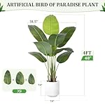 Künstliche Paradiesvogel Pflanze 120cm Kunstpflanzen Groß mit 9 Blättern kunstpflanzen wie echt mit weißen Topf Zimmerpflanzen Groß Echt für Zimmer Deko Büro Schlafzimmer Badezimmer Garten Haus – Bild 4