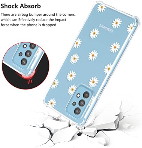 ZTOFERA Case for Samsung Galaxy A52/A52s 5G, Transparent Clear Soft TPU Case with Daisy Pattern, Ultra Slim Anti-scratch Silicone Gel Protective Bumper Cover for Samsung A52 5G/4G - Daisy