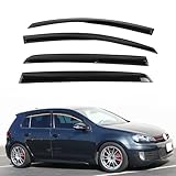 MODILOVER Tape on Window Visor Deflectors, Compatible with 2010-2014 VW Golf MK6 GTI, Acrylic Smoke Tinted Mug Style Window Rain Guards, Sun Wind Side Vent Visor Set, 4 Pieces