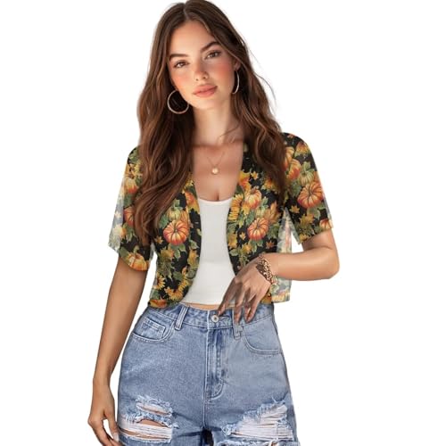 Image of Womens Short Sleeve Bolero Shrug Open Front Knit Cropped Cardigan Shoulder Cover for Dress Cute Casual Knit Cover Up