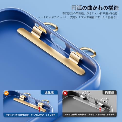 Heptour ストラップホルダー スマホ ストラップホルダー 2口 ダブルリング 極薄0.4mm ステンレス製 携帯ストラップホルダー 薄型 充電干渉なし 丈夫 落下紛失防止 iPhone対応 スマホアクセサリー (シルバー)