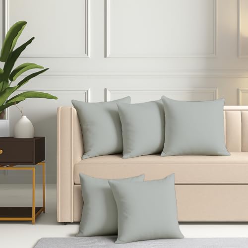 Image of Zinnia Soft Microfiber Cushions for Sofa & Living Room | Ash Grey, 15 x 15 Inches | Soft & Comfortable Cushion for Home & Daily Use | Pack of 5