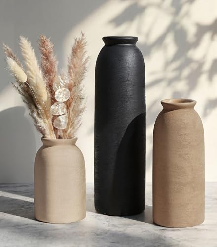 FancyPlus Ceramic Vase Set of 3, Small Flower Rustic Vase