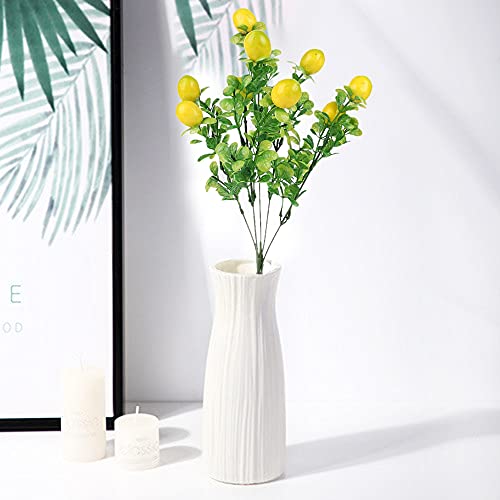 Townus 2 Pack Artificial Lemon Branches Yellow Lemon And Green Leaves Artificial Floral Picks For Home Party Spring Summer Garden Table Decorations - Flowerpot Not Included #TOP2